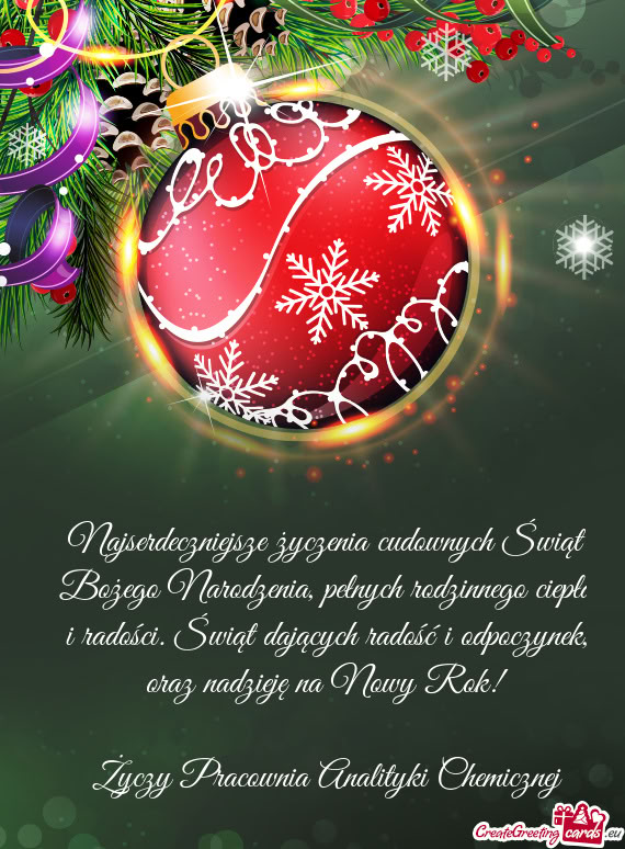 Oraz nadzieję na Nowy Rok! Pracownia Analityki Chemicznej