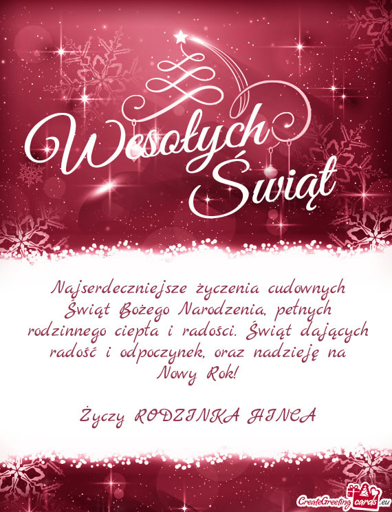 Oraz nadzieję na Nowy Rok! RODZINKA HINCA