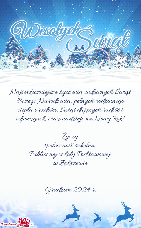 Oraz nadzieję na Nowy Rok!  społeczność szkolna Publicznej szkoły Podstawowej w