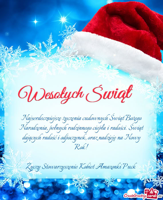 Oraz nadzieję na Nowy Rok! Stowarzyszenie Kobiet Amazonki Puck