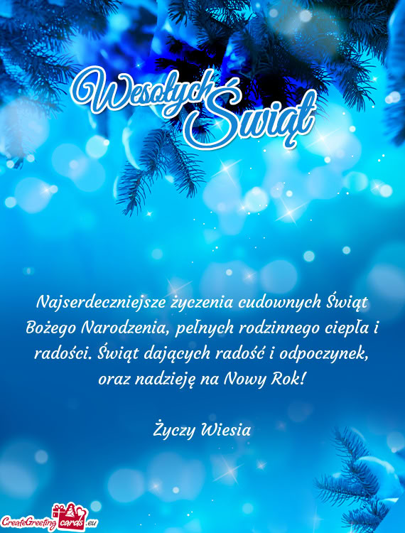 Oraz nadzieję na Nowy Rok! Wiesia