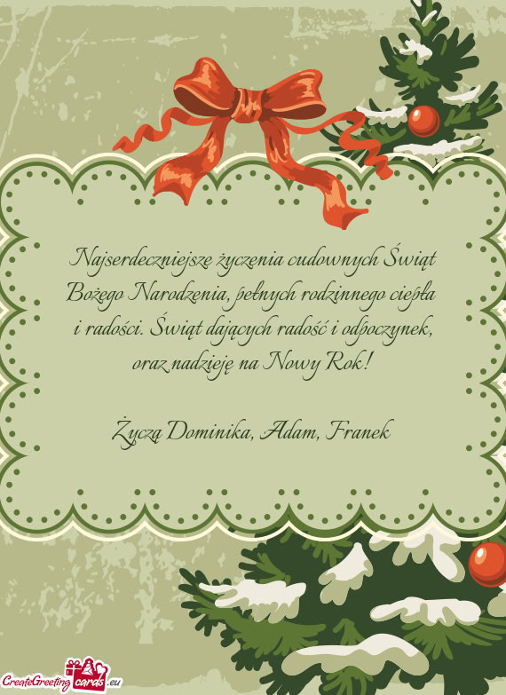 Oraz nadzieję na Nowy Rok! Życzą Dominika