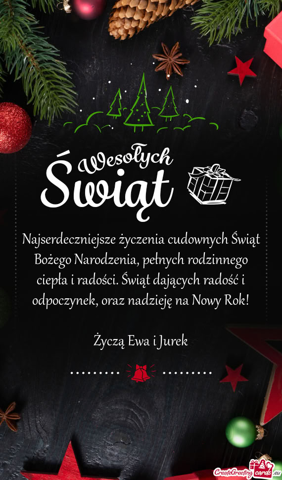 Oraz nadzieję na Nowy Rok! Życzą Ewa i Jurek