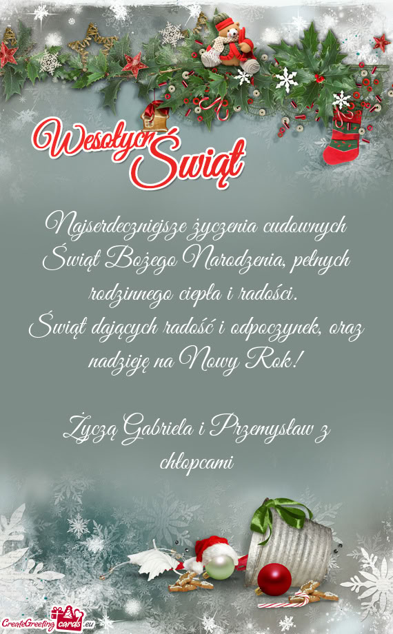 Oraz nadzieję na Nowy Rok! Życzą Gabriela i Przemysław z chłopcami