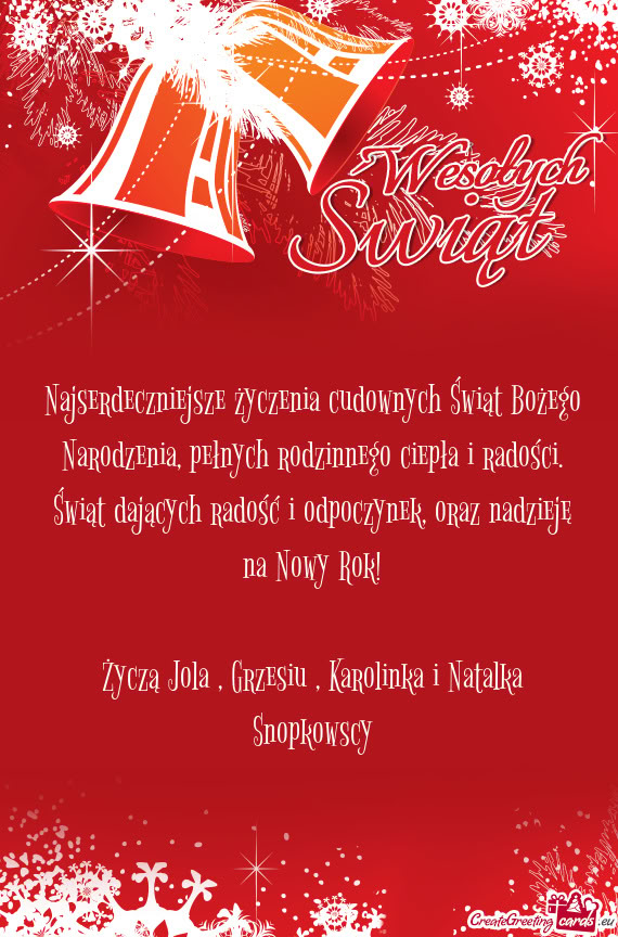 Oraz nadzieję na Nowy Rok! Życzą Jola