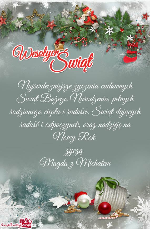 Oraz nadzieję na Nowy Rok życzą Magda z Michałem