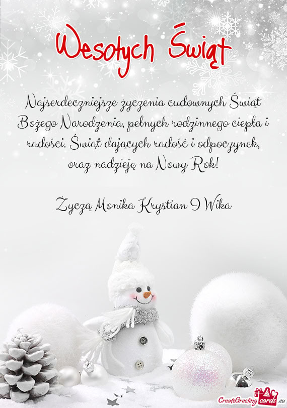 Oraz nadzieję na Nowy Rok! Życzą Monika Krystian I Wika