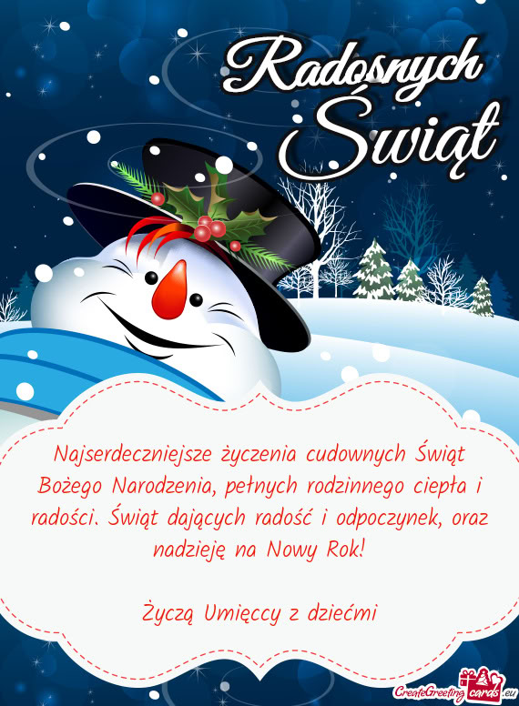 Oraz nadzieję na Nowy Rok! Życzą Umięccy z dziećmi