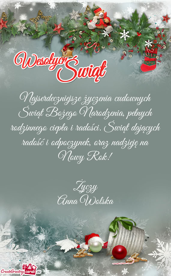 Oraz nadzieję na Nowy Rok! Życzy Anna Wolska