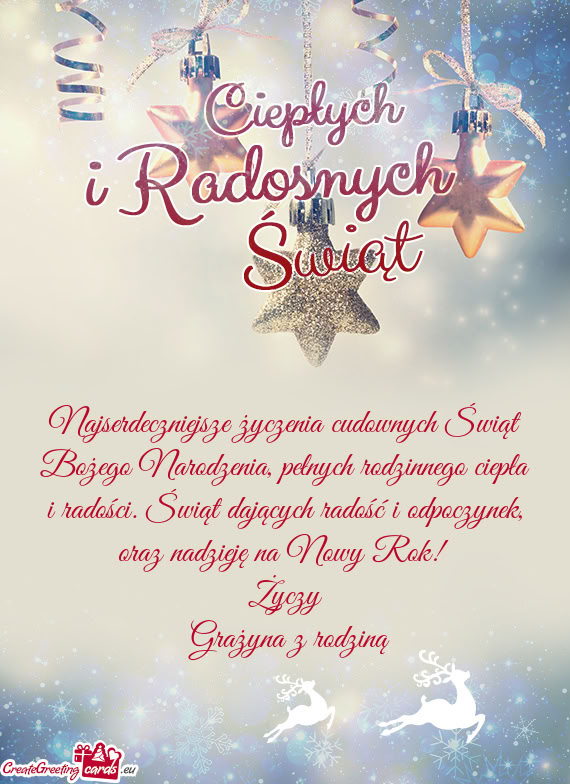 Oraz nadzieję na Nowy Rok! Życzy Grażyna z rodziną