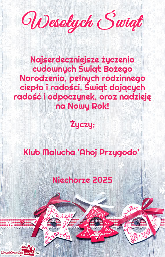 Oraz nadzieję na Nowy Rok!        Życzy