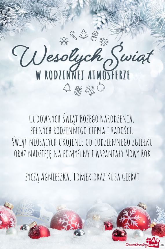 Oraz nadzieję na pomyślny i wspaniały Nowy Rok