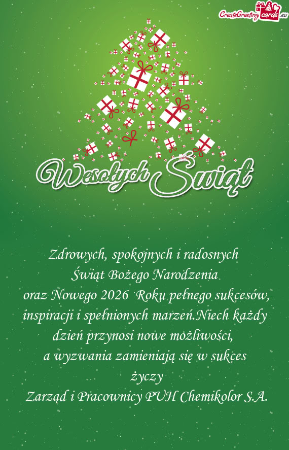 Oraz Nowego 2026 Roku pełnego sukcesów, inspiracji i spełnionych marzeń.Niech każdy dzień pr