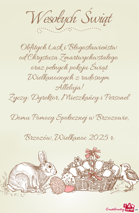 Oraz pełnych pokoju Świąt Wielkanocnych z radosnym