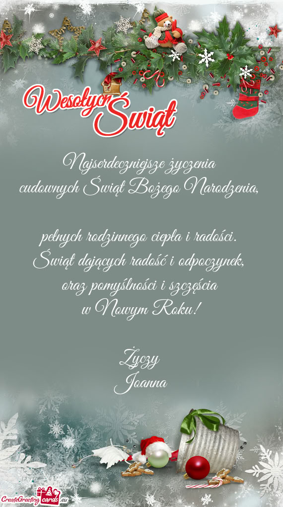 Oraz pomyślności i szczęścia w Nowym Roku!  Joanna
