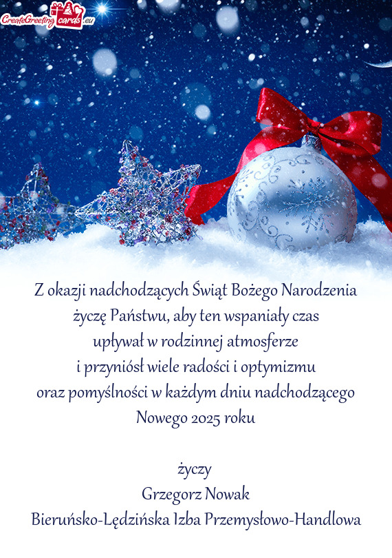 Oraz pomyślności w każdym dniu nadchodzącego Nowego 2025 roku  Grzegorz Nowak Bier