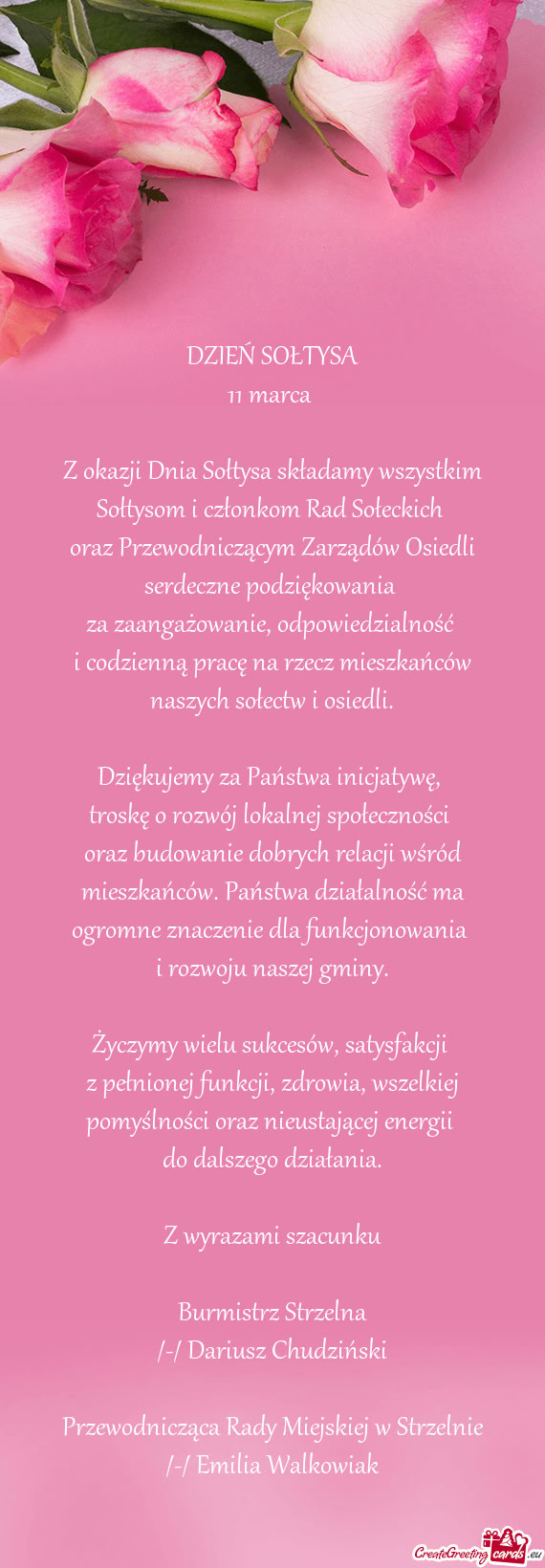 Oraz Przewodniczącym Zarządów Osiedli serdeczne podziękowania