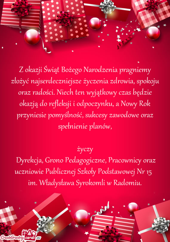 Oraz radości. Niech ten wyjątkowy czas będzie okazją do refleksji i odpoczynku, a Nowy Rok przy