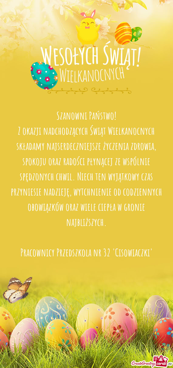 Oraz radości płynącej ze wspólnie spędzonych chwil. Niech ten wyjątkowy czas przyniesie nadzi