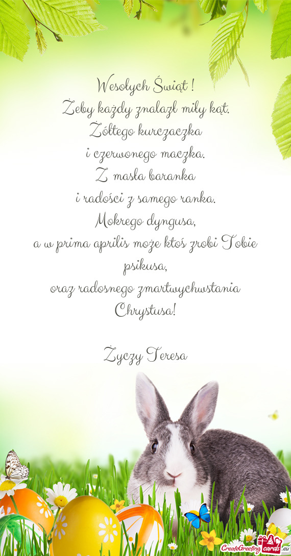 Oraz radosnego zmartwychwstania Chrystusa! Teresa