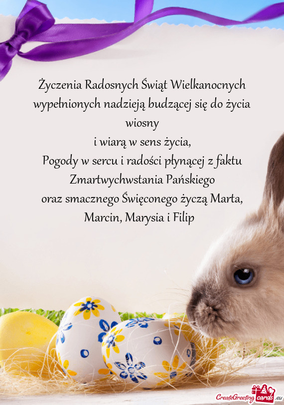 Oraz smacznego Święconego życzą Marta, Marcin, Marysia i Filip🙂