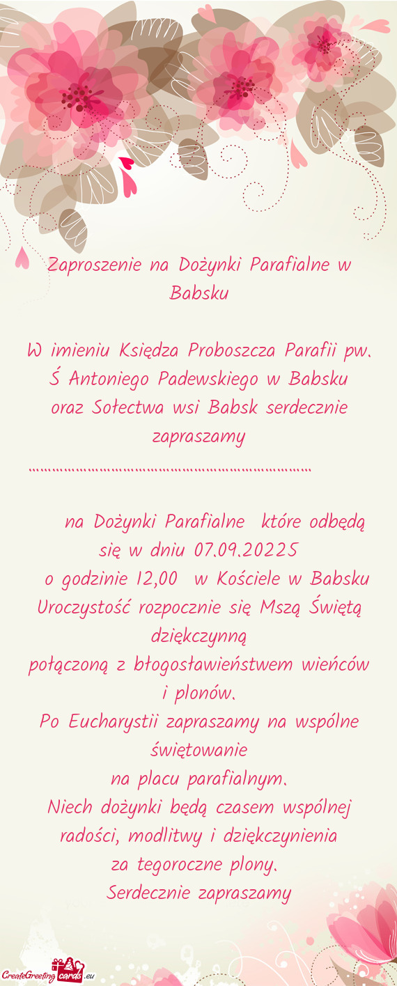 Oraz Sołectwa wsi Babsk serdecznie zapraszamy