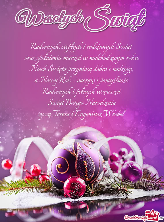 Oraz spełnienia marzeń w nadchodzącym roku