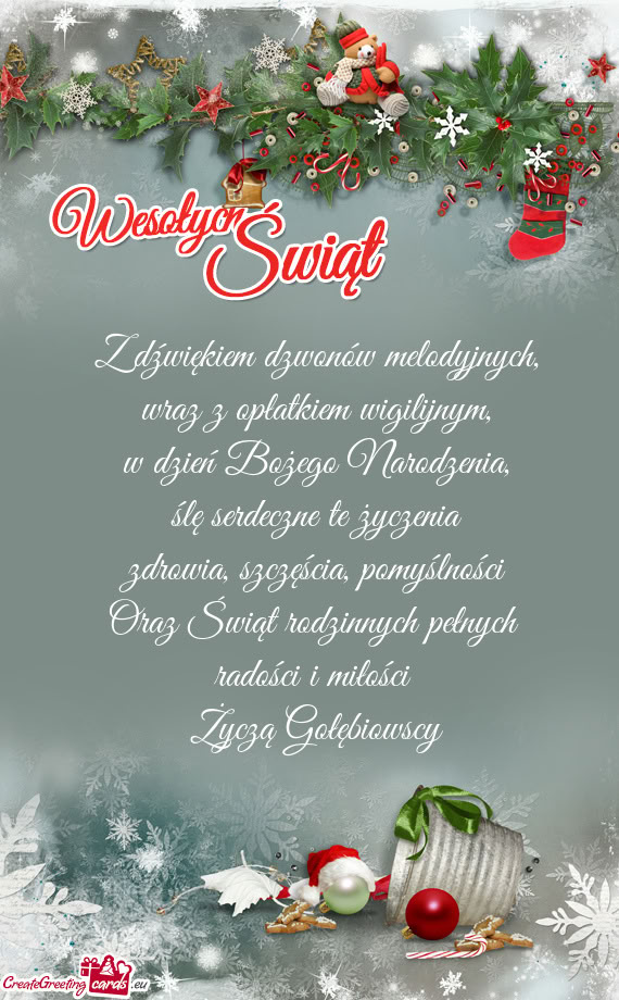 Oraz Świąt rodzinnych pełnych