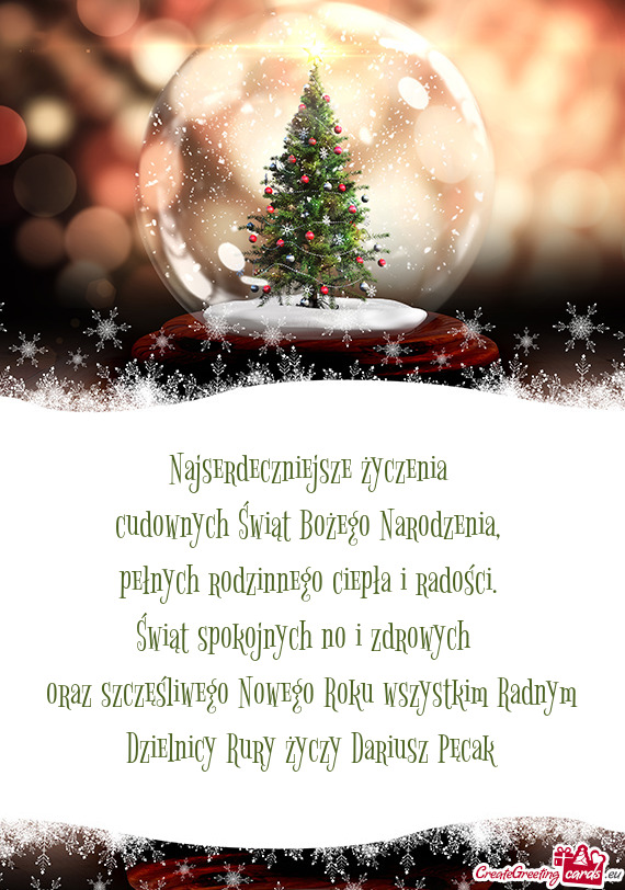 Oraz szczęśliwego Nowego Roku wszystkim Radnym Dzielnicy Rury Dariusz Pęcak