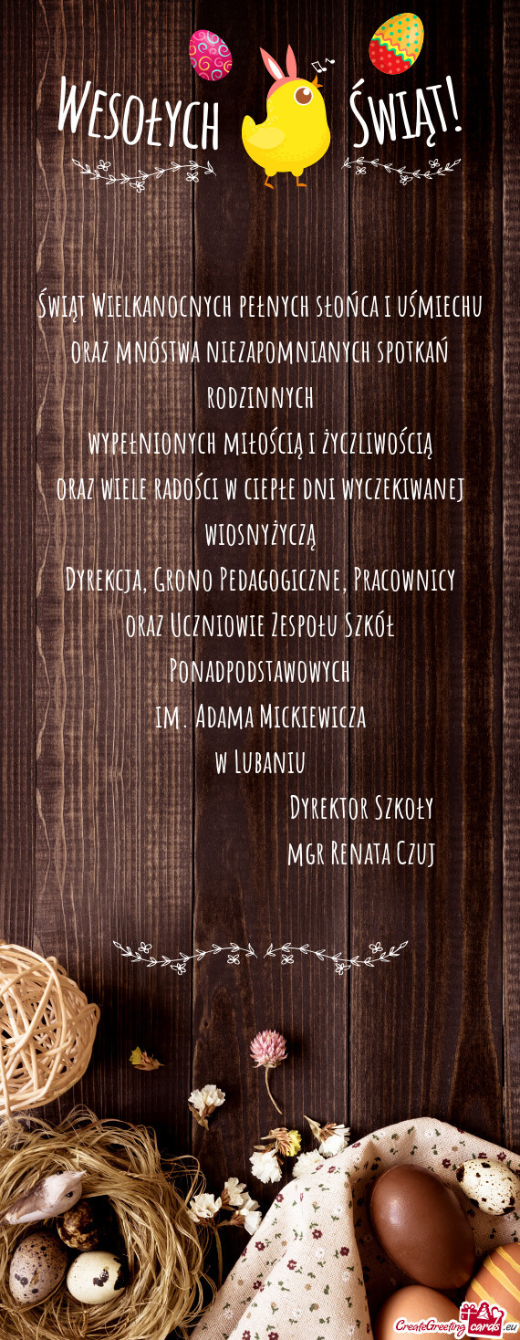 Oraz wiele radości w ciepłe dni wyczekiwanej wiosnyżyczą