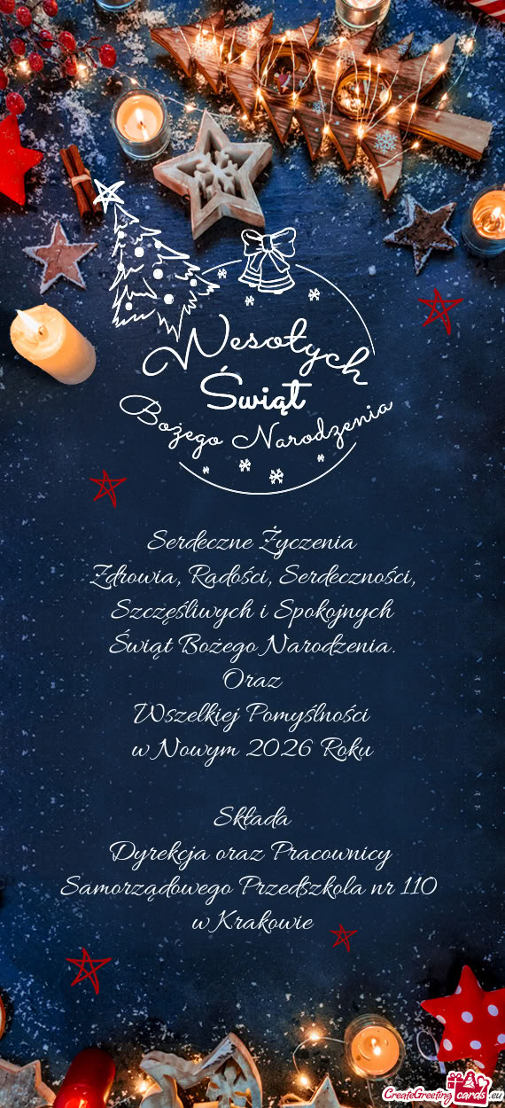 Oraz Wszelkiej Pomyślności w Nowym 2026 Roku Składa Dyrekcja oraz Pracownicy Samorządo