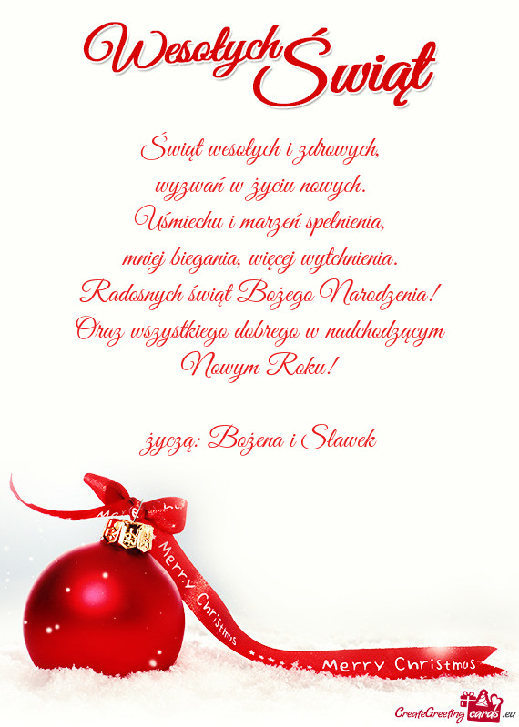 Oraz wszystkiego dobrego w nadchodzącym Nowym Roku