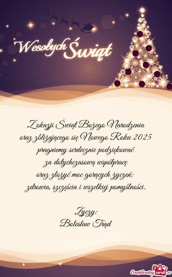 Oraz zbliżającego się Nowego Roku 2025