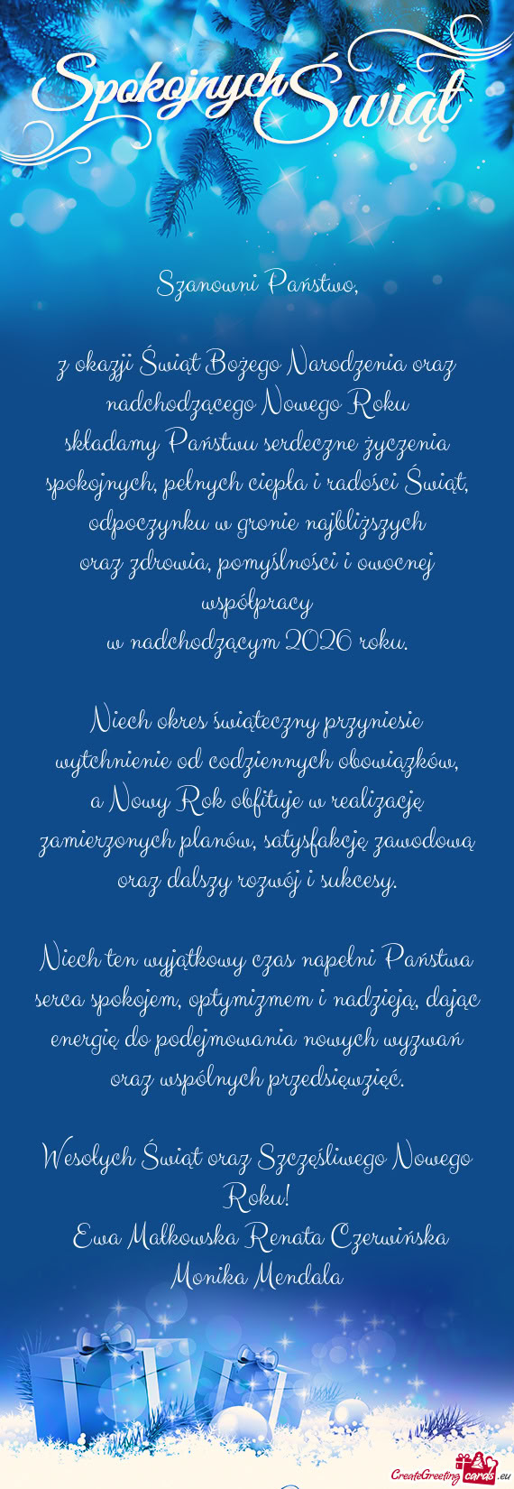 Oraz zdrowia, pomyślności i owocnej współpracy