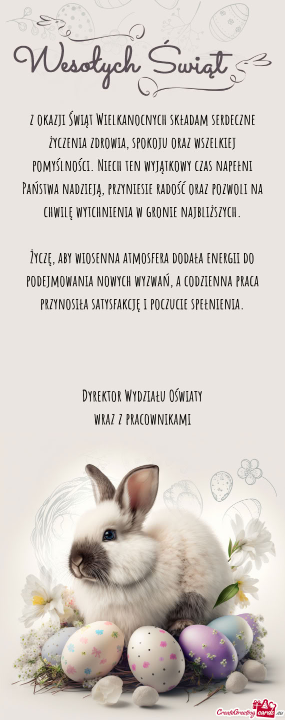 Ości. Niech ten wyjątkowy czas napełni Państwa nadzieją, przyniesie radość oraz pozwoli na ch