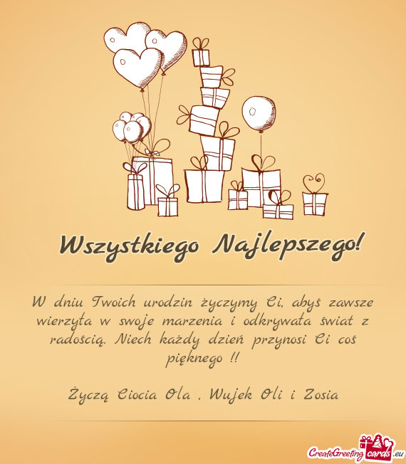 Ością. Niech każdy dzień przynosi Ci coś pięknego