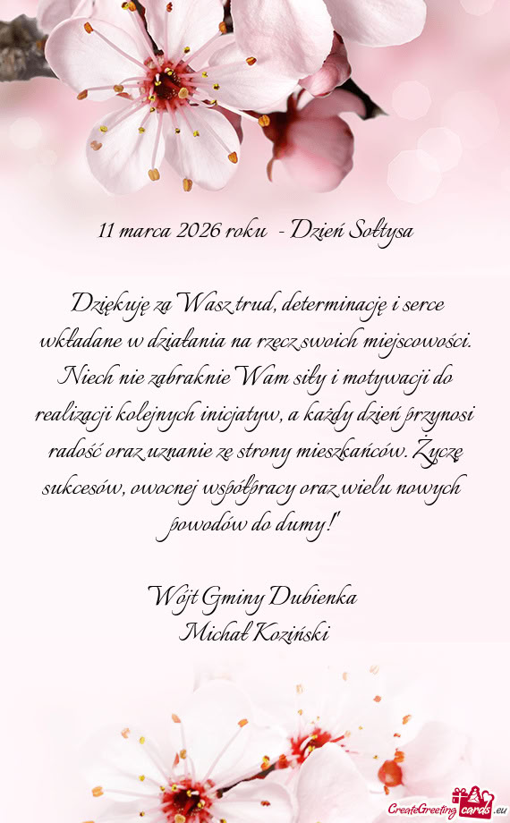 Osi radość oraz uznanie ze strony mieszkańców. Życzę sukcesów, owocnej współpracy oraz wiel