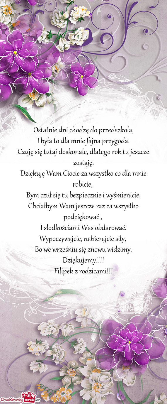 Ostatnie dni chodzę do przedszkola