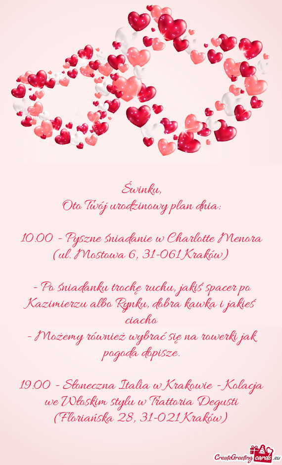 Oto Twój urodzinowy plan dnia