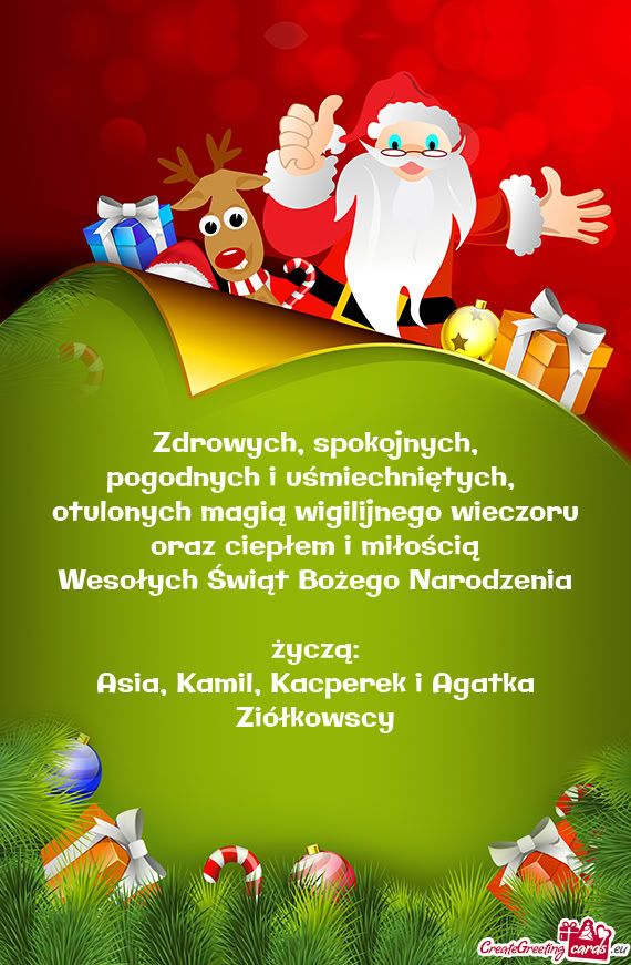 Otulonych magią wigilijnego wieczoru oraz ciepłem i miłością Wesołych Świąt Bożego Nar