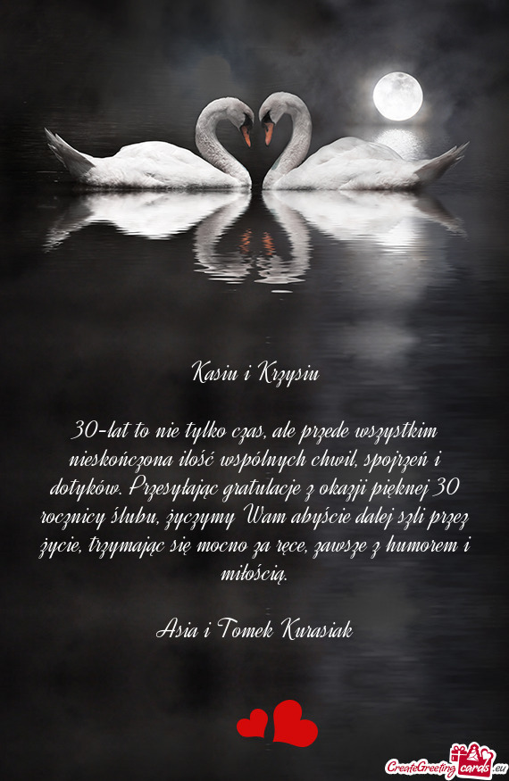 Otyków. Przesyłając gratulacje z okazji pięknej 30 rocznicy ślubu, życzymy Wam abyście dalej