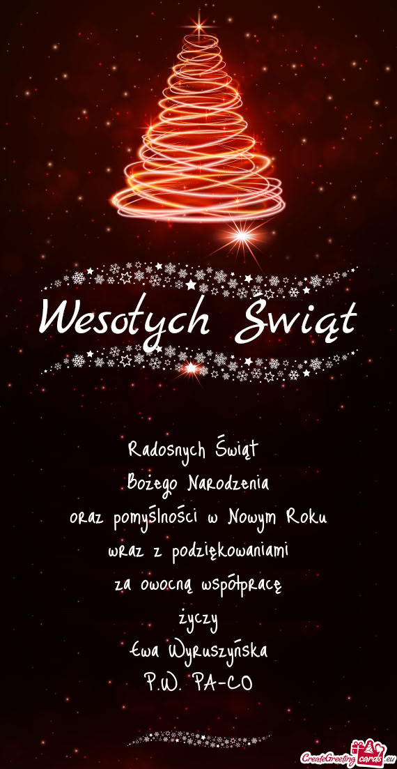 Owocną współpracę życzy Ewa Wyruszyńska P