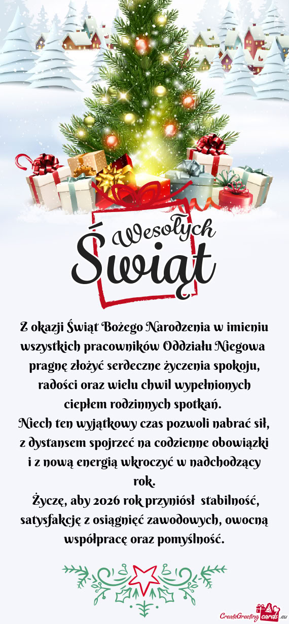 Ożyć serdeczne życzenia spokoju, radości oraz wielu chwil wypełnionych ciepłem rodzinnych spot