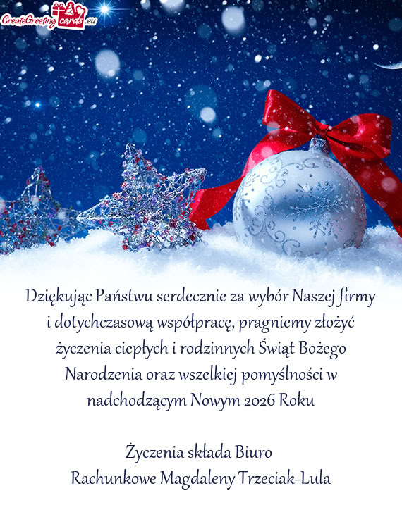 Ożyć życzenia ciepłych i rodzinnych Świąt Bożego Narodzenia oraz wszelkiej pomyślności w na