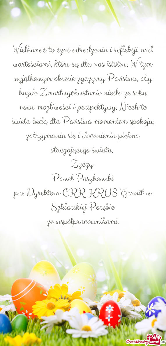 P.o. Dyrektora CRR KRUS "Granit" w Szklarskiej Porębie