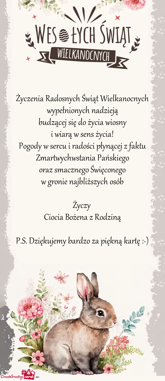 P.S. Dziękujemy bardzo za piękną kartę :-)