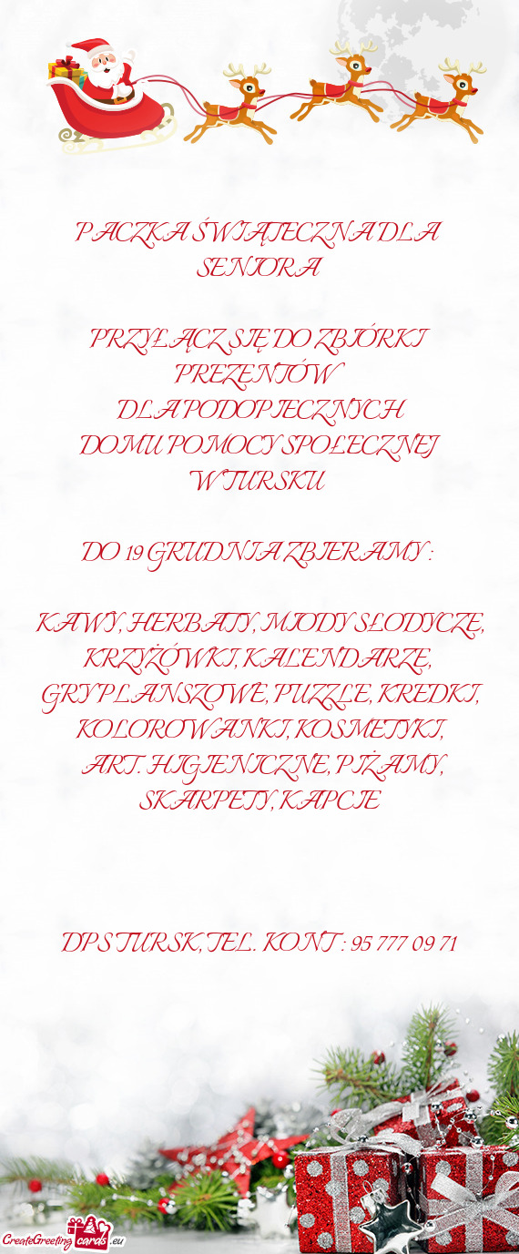 PACZKA ŚWIĄTECZNA DLA SENIORA