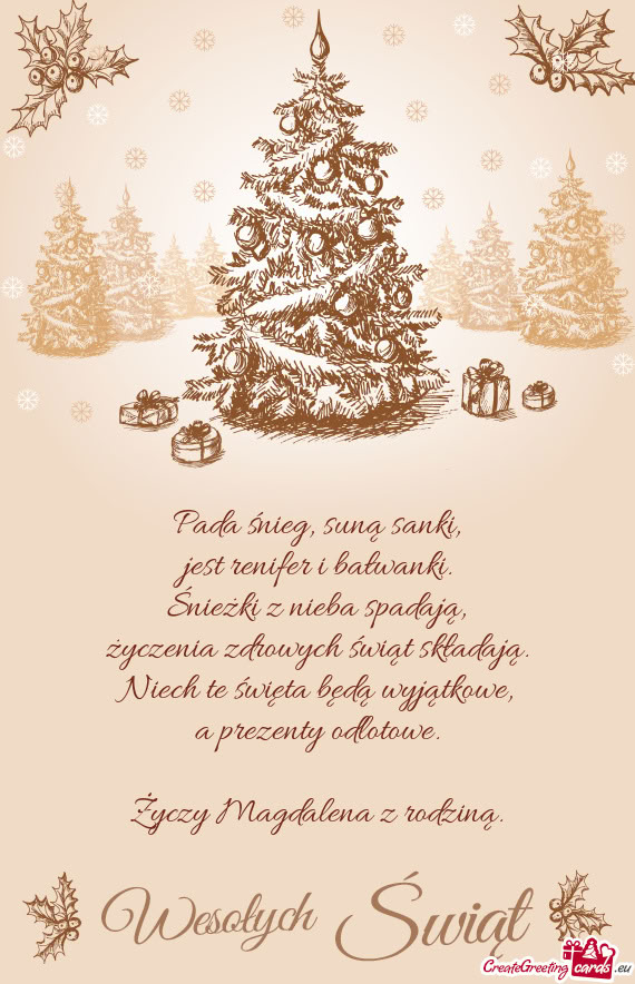 Pada śnieg, suną sanki,  jest renifer i bałwanki.  Śnieżki z nieba