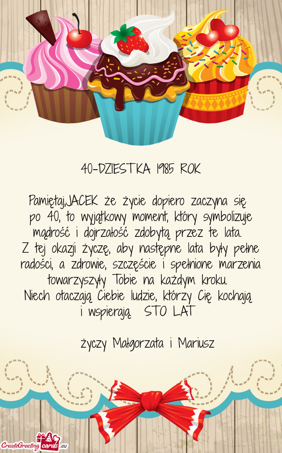 Pamiętaj,JACEK że życie dopiero zaczyna się