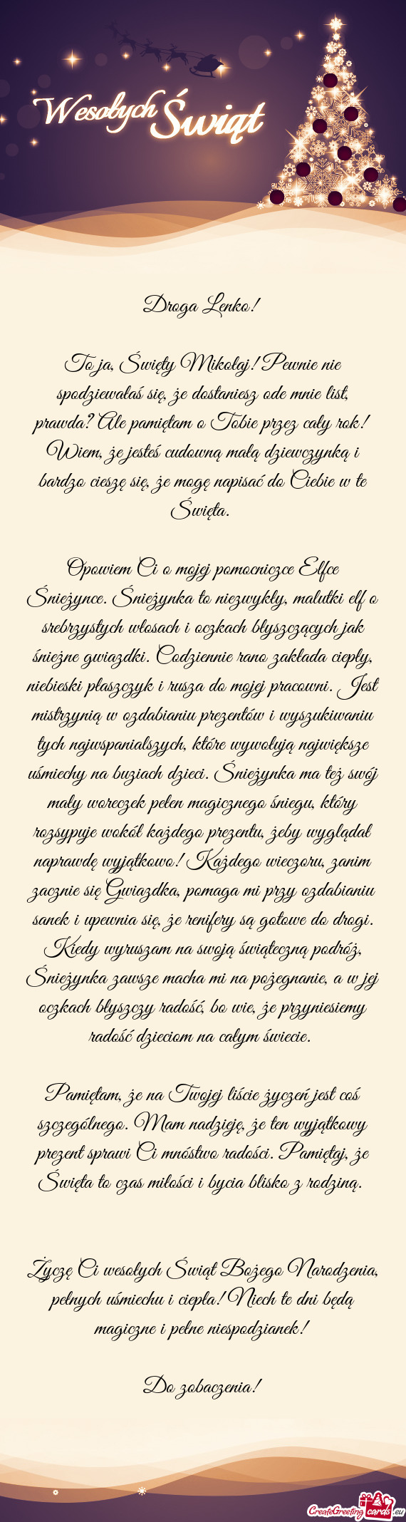 Pamiętam o Tobie przez cały rok! Wiem, że jesteś cudowną małą dziewczynką i bardzo cieszę s